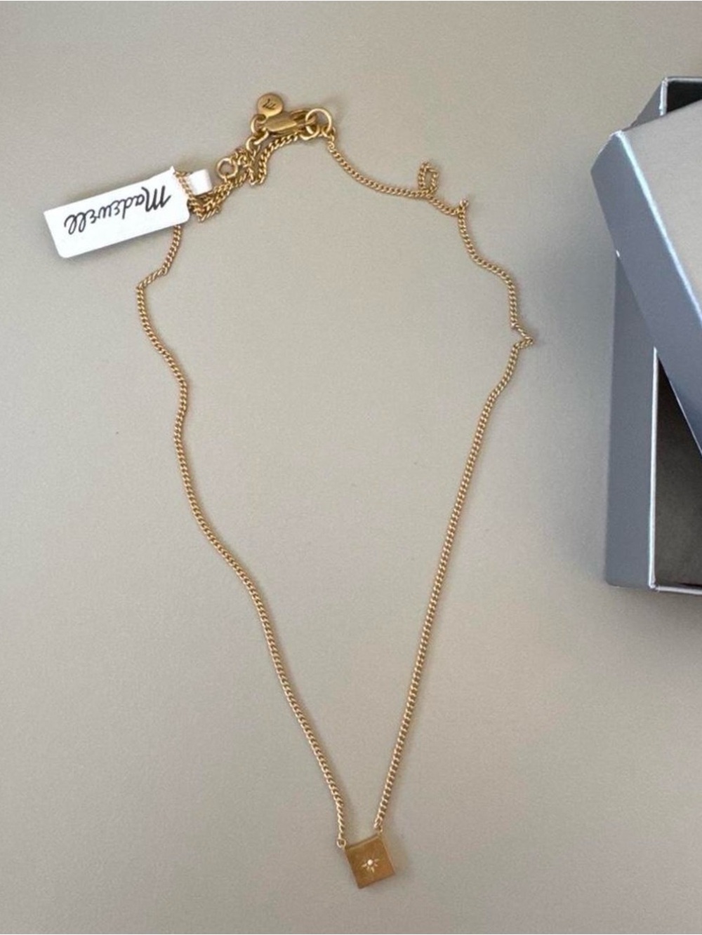 Madewell Gold Square Pendant Necklace with Star Accent